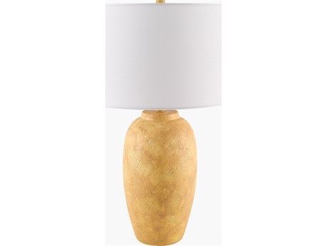 Livabliss by Surya Gasius Painted Yellow White Linen Buffet Lamp