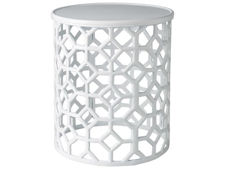 Livabliss by Surya Hale Round Metal White End Table