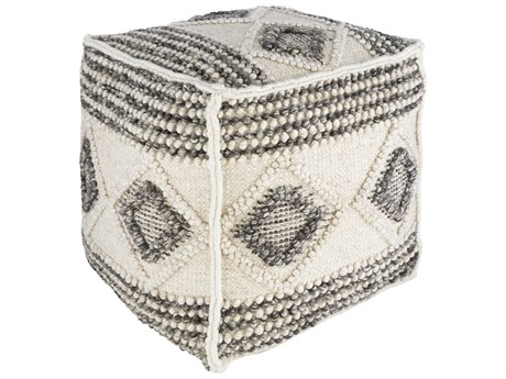 Livabliss by Surya Hygge Charcoal White Gray Upholstered Ottoman