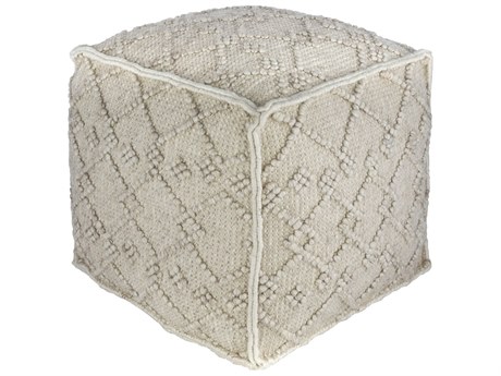 Livabliss by Surya Hygge White Charcoal Gray Upholstered Ottoman