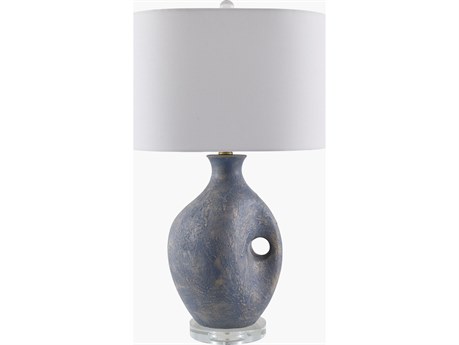 Livabliss by Surya Haria Painted Blue White Linen Buffet Lamp