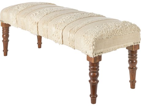 Livabliss by Surya Haarlem Brown Cream Upholstered Accent Bench
