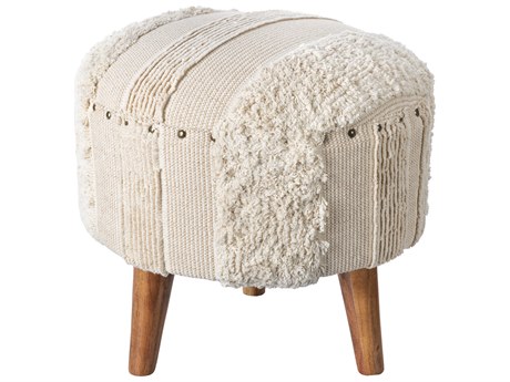 Livabliss by Surya Haarlem Brown Cream Upholstered Accent Stool