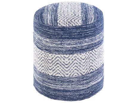 Livabliss by Surya Levi Beige Blue White Upholstered Ottoman