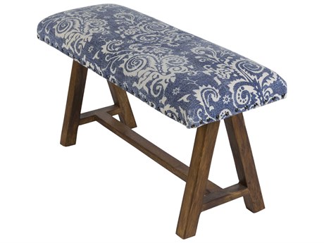 Livabliss by Surya Kanpur Blue Brown Upholstered Accent Bench