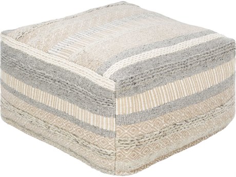 Livabliss by Surya Lorens Gray White Ivory Beige Upholstered Ottoman