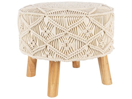 Livabliss by Surya Mandala Beige Brown Upholstered Accent Stool