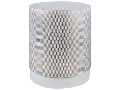 Livabliss by Surya Amenet Round Metal Gold White End Table