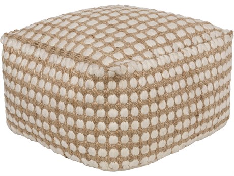 Livabliss by Surya Oak Cove White Khaki Brown Upholstered Ottoman