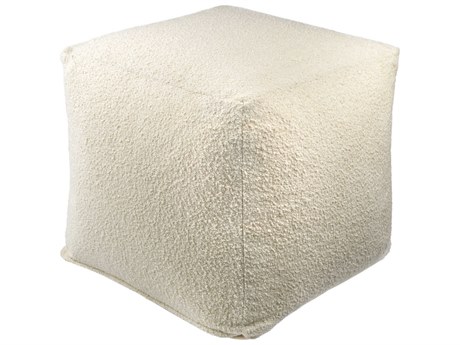 Livabliss by Surya Oskar Ivory Beige Upholstered Pouf
