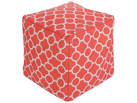 Livabliss by Surya Rain Coral Orange Upholstered Pouf