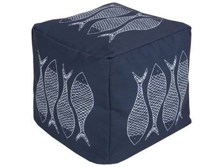 Livabliss by Surya Rain Dark Blue Upholstered Pouf