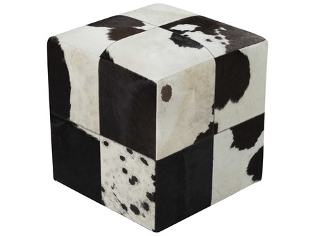 Livabliss by Surya Appalachian Black Cream Leather Ottoman