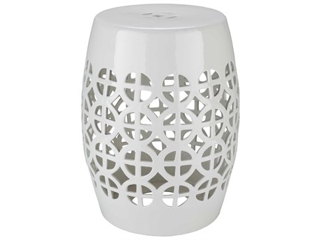 Livabliss by Surya Ridgeway White Garden Stool