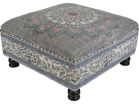 Livabliss by Surya Surat Gray Black Upholstered Ottoman