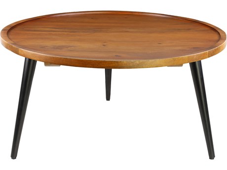 Livabliss by Surya Saraswati Round Wood Brown Black Coffee Table