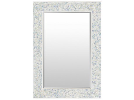Livabliss by Surya Whitaker Natural Ivory Blue Rectangular Wall Mirror