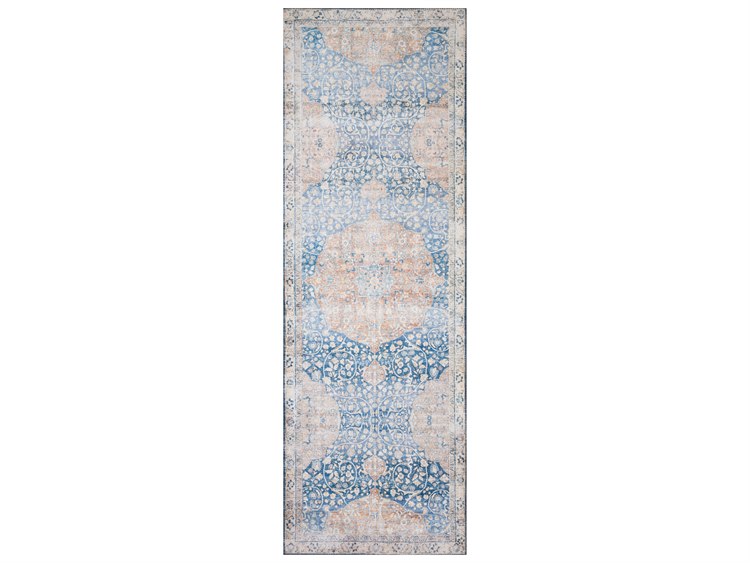 Loloi II Rugs Layla Blue / Tangerine Rectangular Area Rug LLLLAYLLAY07BBTGREC