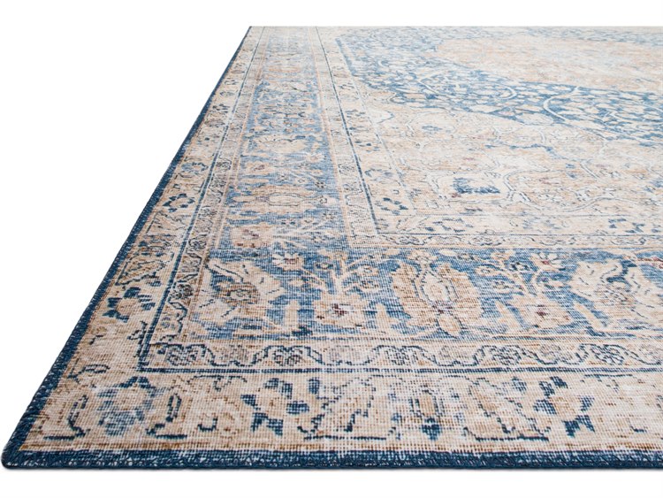 Loloi II Rugs Layla Blue / Tangerine Rectangular Area Rug LLLLAYLLAY07BBTGREC