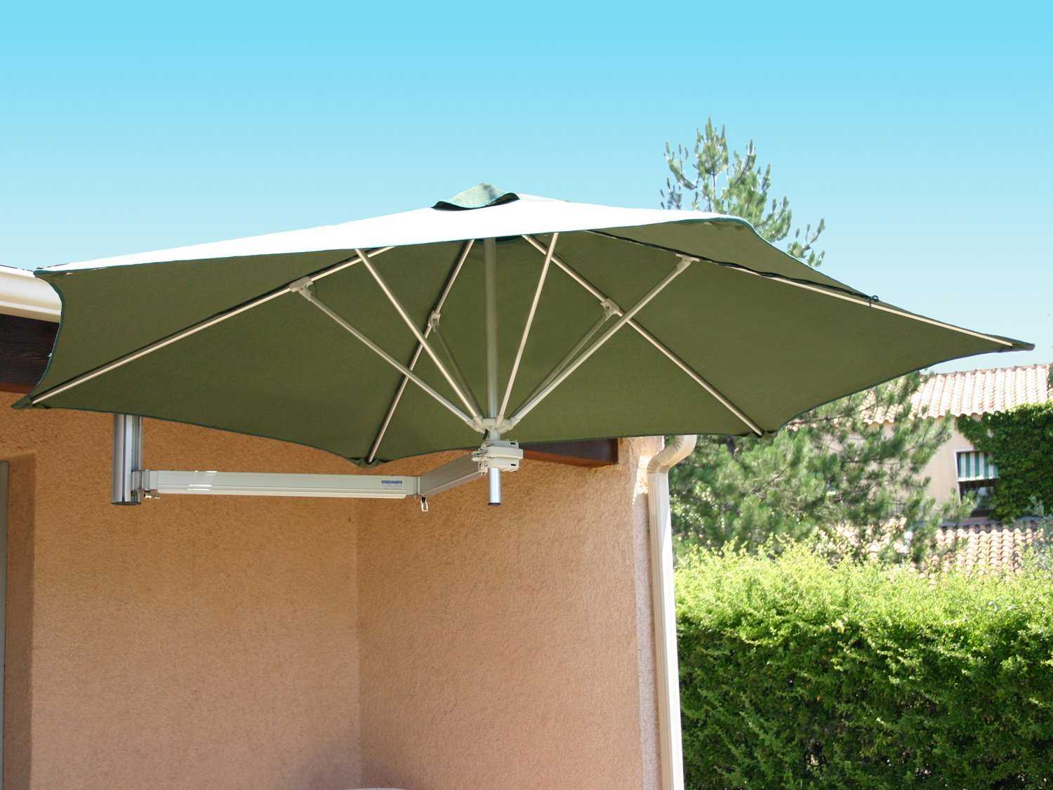 Luxury Umbrellas Paraflex Wallflex 9 Foot Push Lift Tilt Wall Mount 