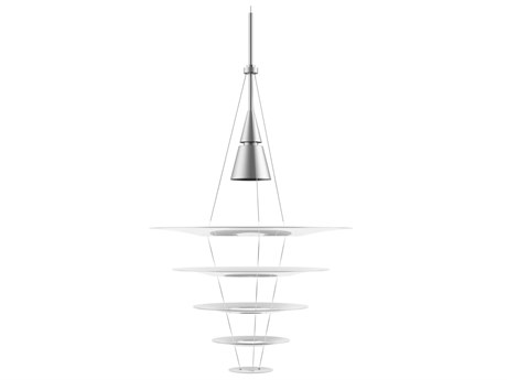 Louis Poulsen Enigma 1-Light Brushed Aluminum Silver Tiered Pendant