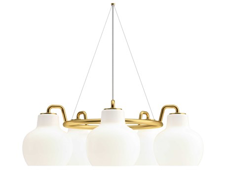 Louis Poulsen VL Ring Crown 5-Light Polished Brass White Chandelier
