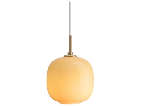 Louis Poulsen VL45 1-Light Brass Glossy Amber Orange Round Mini Pendant