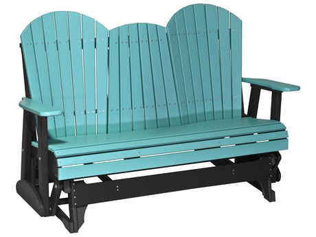 LuxCraft Recycled Plastic Adirondack Glider Outdoor Loveseat