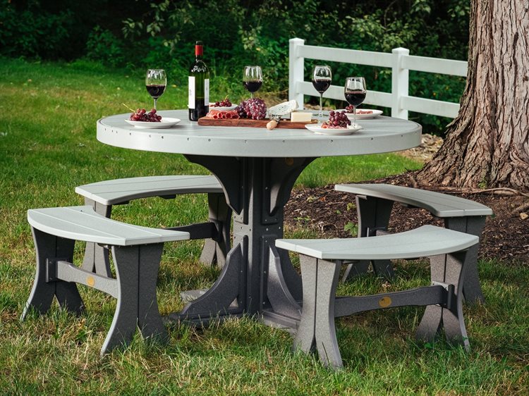 LuxCraft Recycled Plastic Poly 4' Round Table Dining Set