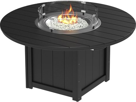 LuxCraft Recycled Plastic Lumin 60" Wide Round Bar Height Fire Pit Table