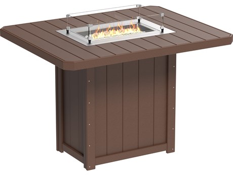 LuxCraft Recycled Plastic Lumin 62"W x 49" Rectangular Bar Height Fire Pit Table