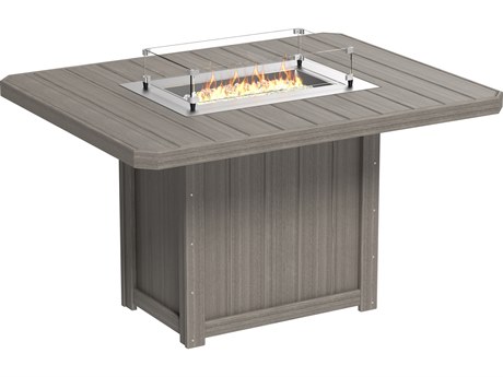 LuxCraft Recycled Plastic Lumin 62"W x 49" Rectangular Counter Height Fire Pit Table