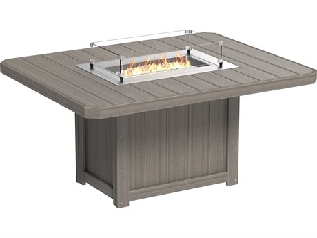 LuxCraft Recycled Plastic Lumin 62''W x 49'' Rectangular Dining Height Fire Pit Table