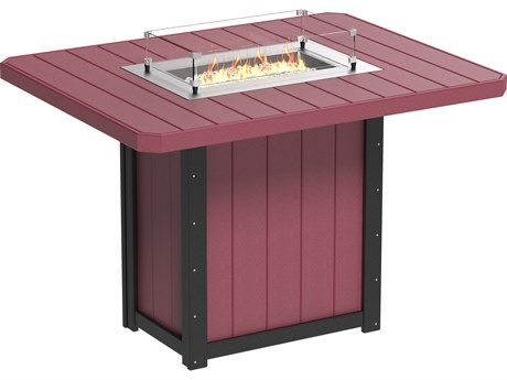LuxCraft Recycled Plastic Lumin 79"W x 49" Rectangular Bar Height Fire Pit Table