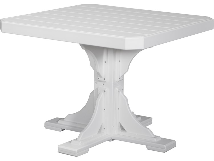 LuxCraft Recycled Plastic Square Outdoor Dining Table with Umbrella ...