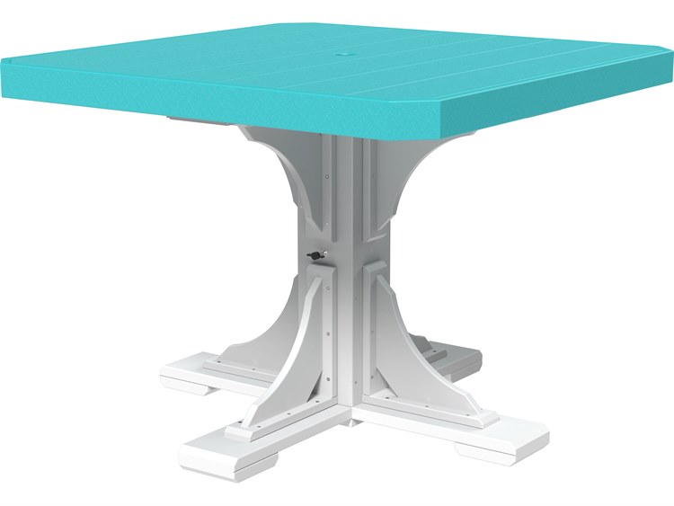 LuxCraft Recycled Plastic 41 Square Dining Height Table with Umbrella Hole