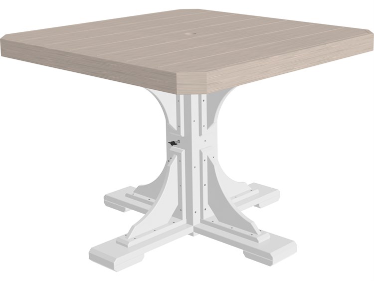 LuxCraft Recycled Plastic Square Outdoor Dining Table with Umbrella ...