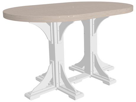 LuxCraft Recycled Plastic 72"W x 48"D Oval Bar Height Table with Umbrella Hole