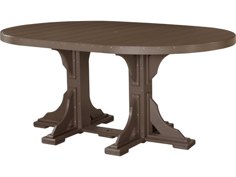 LuxCraft Recycled Plastic 72''W x 48''D Oval Counter Height Table with Umbrella Hole