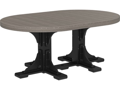 LuxCraft Recycled Plastic 72"W x 48"D Oval Dining Height Table with Umbrella Hole