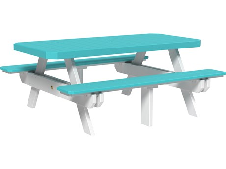 LuxCraft Recycled Plastic 73.5 x 64 Rectangular Picnic Table with Umbrella Hole