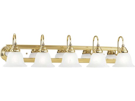 Livex Lighting Belmont 5-Light Polished Brass Chrome Glass Vanity Light