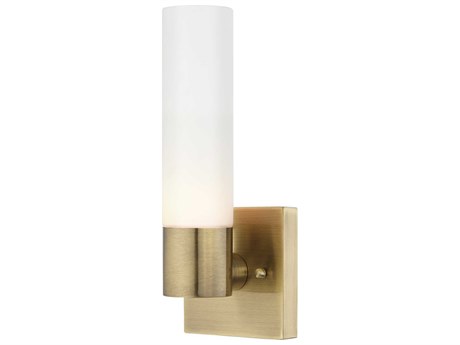 Livex Lighting Aero 1-Light Antique Brass Glass Wall Sconce