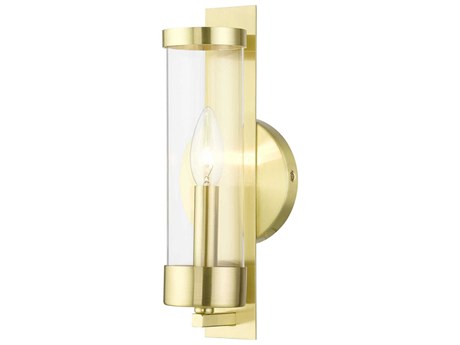 Livex Lighting Castleton 1-Light Satin Brass Glass Wall Sconce