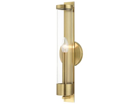 Livex Lighting Castleton 1-Light Antique Brass Clear Glass Wall Sconce