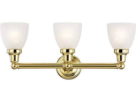 Livex Lighting Classic 3-Light Polished Brass Glass Vanity Light