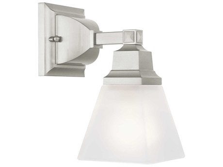 Livex Lighting Mission 1-Light Brushed Nickel Glass Wall Sconce