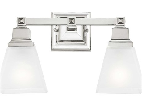 Livex Lighting Mission 2-Light Polished Nickel Glass Vanity Light