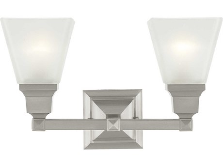 Livex Lighting Mission 2-Light Brushed Nickel Glass Vanity Light