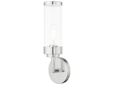 Livex Lighting Hillcrest 1-Light Polished Chrome Clear Glass Wall Sconce